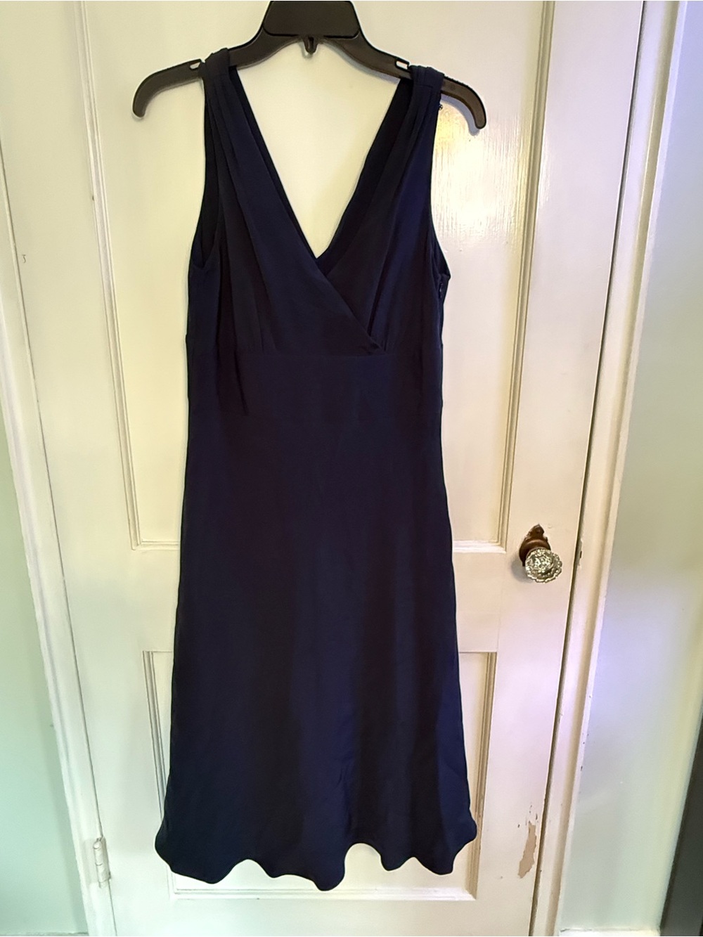 J. Crew Vintage Silk Navy Sleeveless V-Neck Midi Dress
